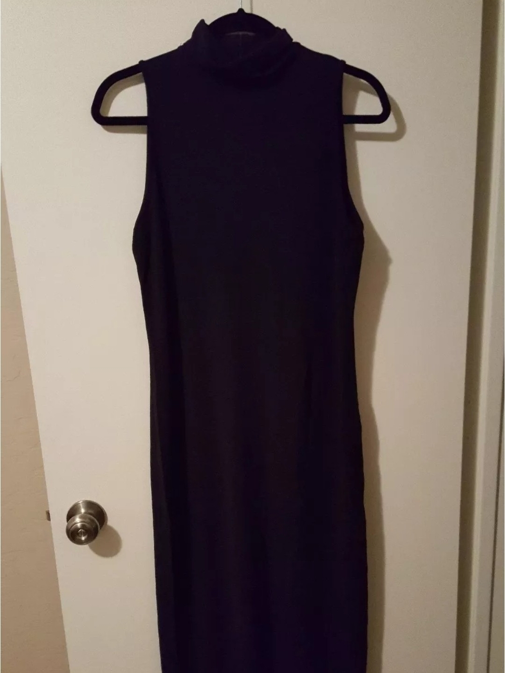 Mixit Black Sleeveless Turtleneck Midi Dress